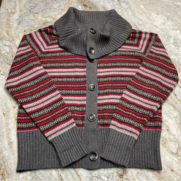 Eddie Bauer Fair Isle Shawl Collar Button Angora Cardigan Sweater XL Tall - Picture 4 of 10